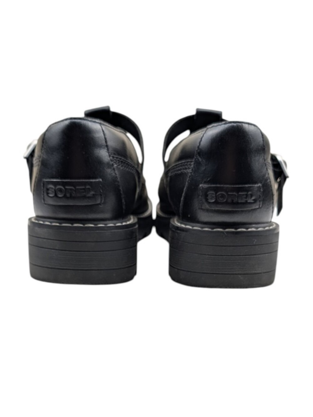 Sorel Revel Ave Black Leather Mary Jane Lug Sole Shoes Women's Size 11 EUC - Picture 13 of 13
